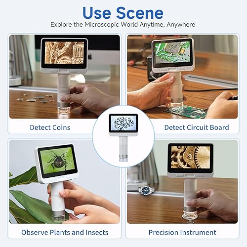 Miniatura 6 de BEAVERLAB Darwin Microscopio digital de mano M2 con pantalla IPS de 4.3 pulgadas, microscopio electrónico portátil 1600X para adultos y niños,