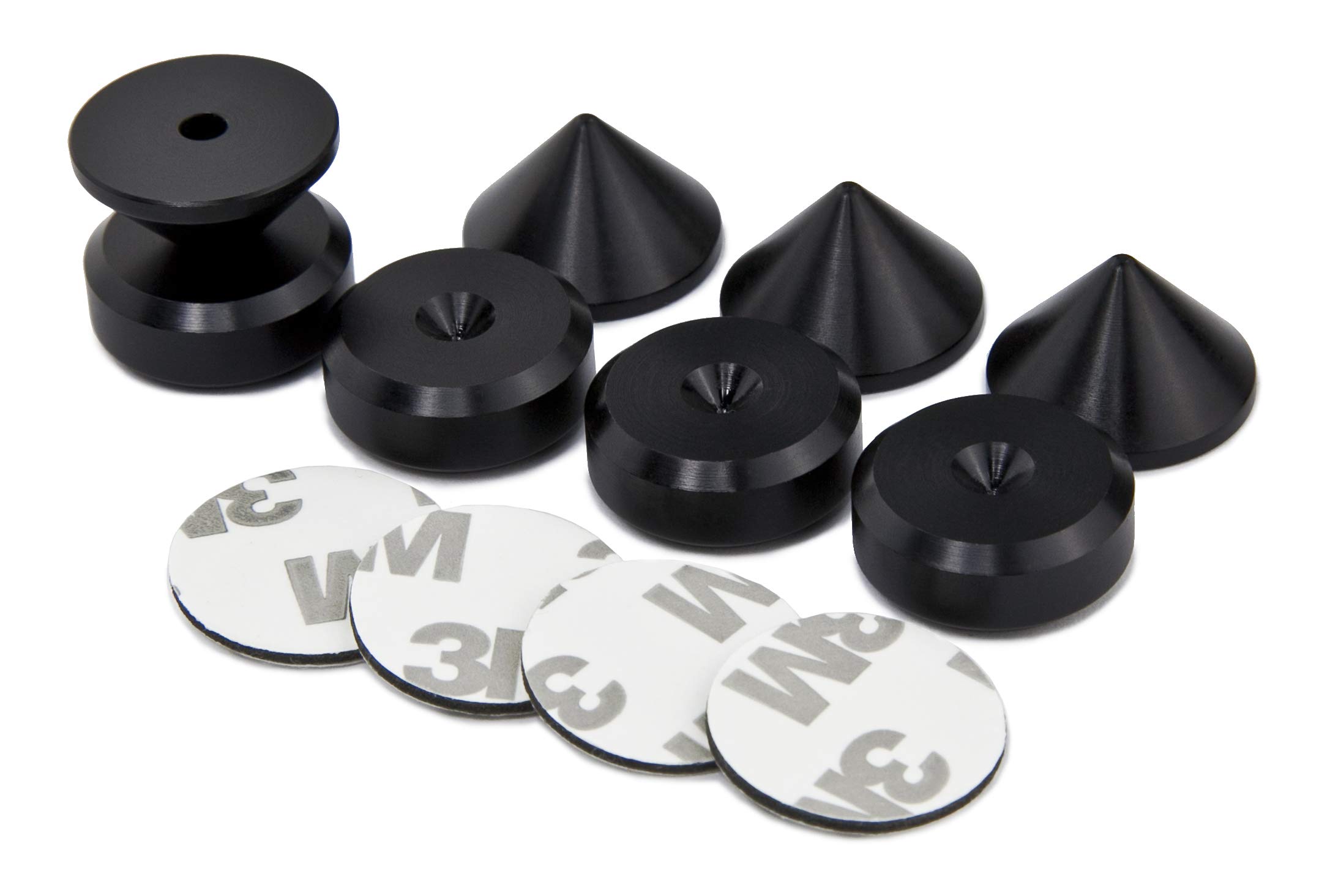 Aluminium Noir Haut-Parleur Pointes de découplage/Cônes + Contre-Pointes + Cercles 3M Coussinets en Mousse EVA