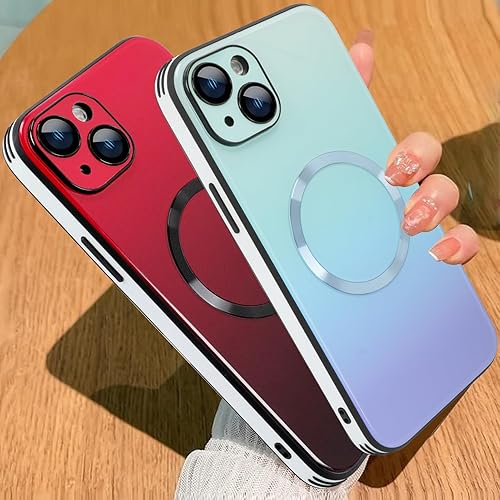 Miniatura 4 de ZIYE Funda magnética para iPhone 14 Pro compatible con MagSafe Gradient, protección de lente de cámara, delgada, a prueba de golpes, suave TPU