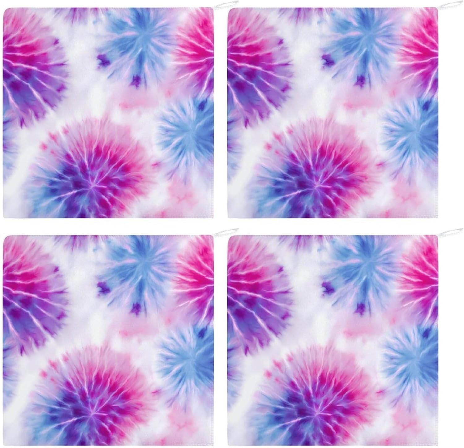 Tie Dye Trippy Printed Microfiber Hand Towels for Bathroom Soft Absorbent Bath Kitchen Towel with Hanging Loop 4PCS