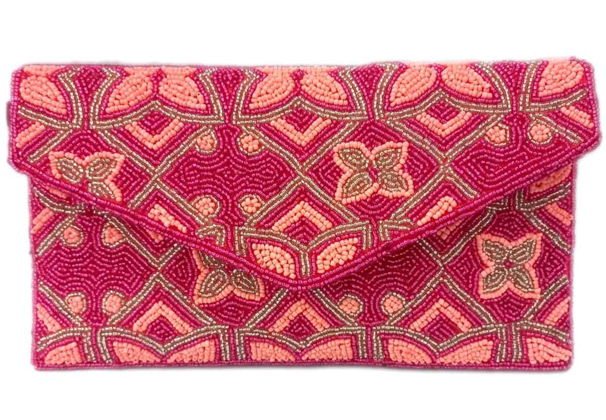 Handmade Beaded Evening Clutch for Women - Hand-Embroidered Ethnic Envelope Purse with Chain Strap - Wedding Party Bridal Crossbody Handbag-picture-48