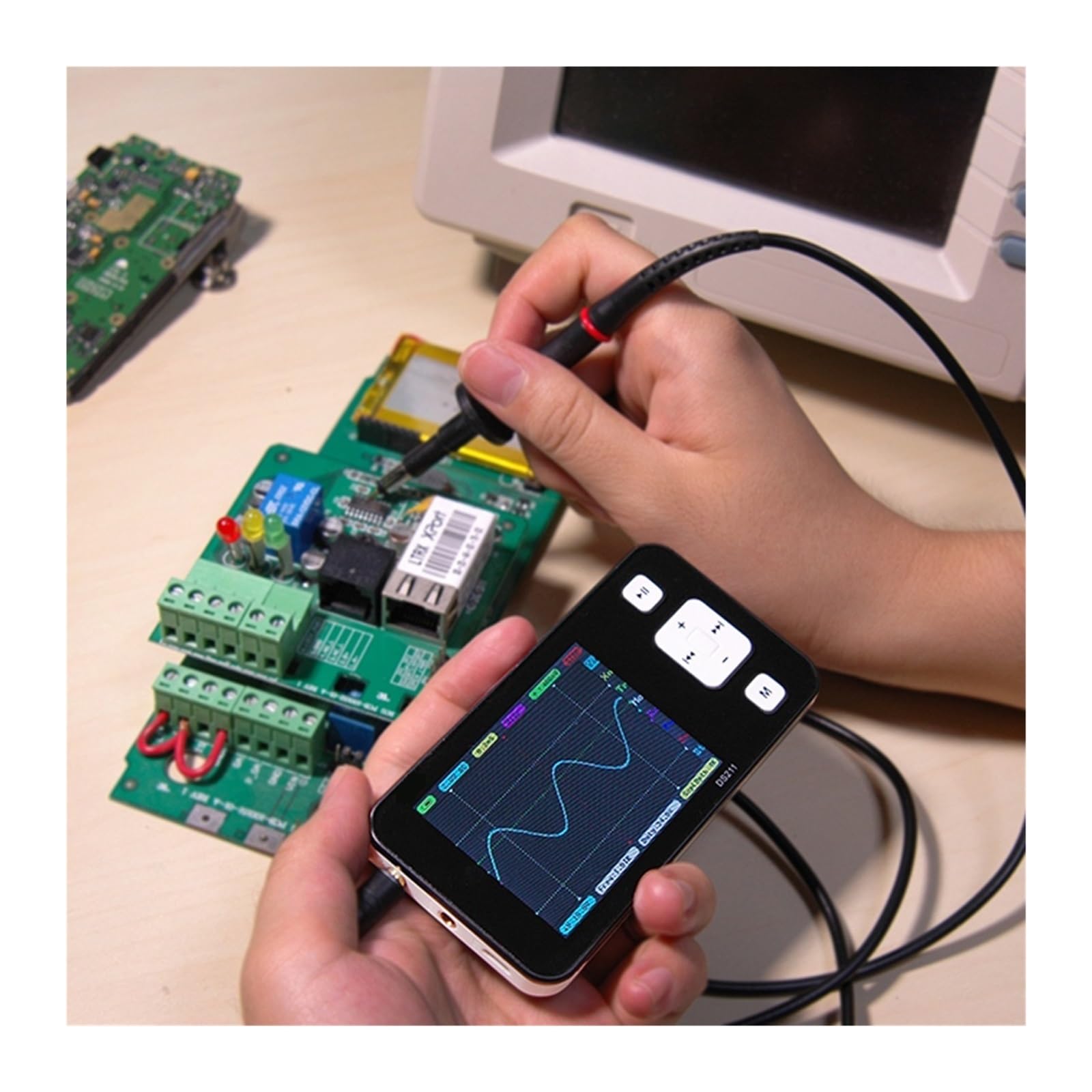 Oscilloscopio, Apparecchiature elettroniche di ispezione e manutenzione con display a LED MINI DS211 oscilloscopio digitale professionale(Package 1)