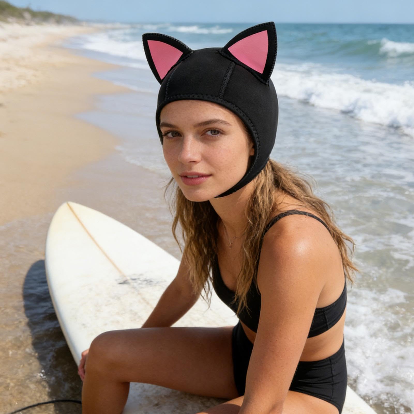 Capucha de Buceo Gorro Protector para Agua | Capucha de Buceo con Orejas de Gato Surf, Natación, Piragüismo, Vela, Mujer, Adolescente