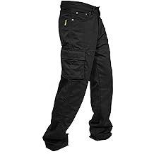 Men's Motorcycle Cargo Jeans Pants Reinforced with Aramid Fiber, Black, W34 L30