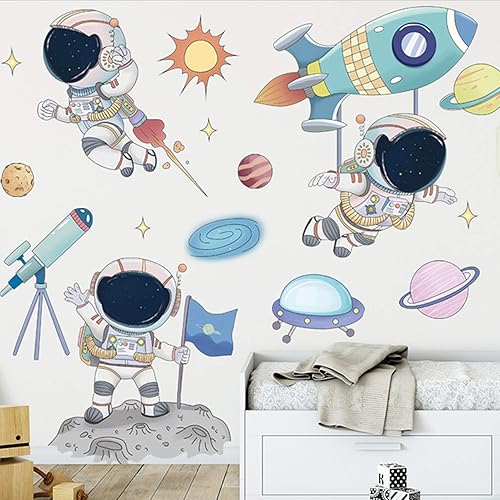 Astronaut Wall Stickers, DILIBRA Planet Space Walk Spaceship DIY Art