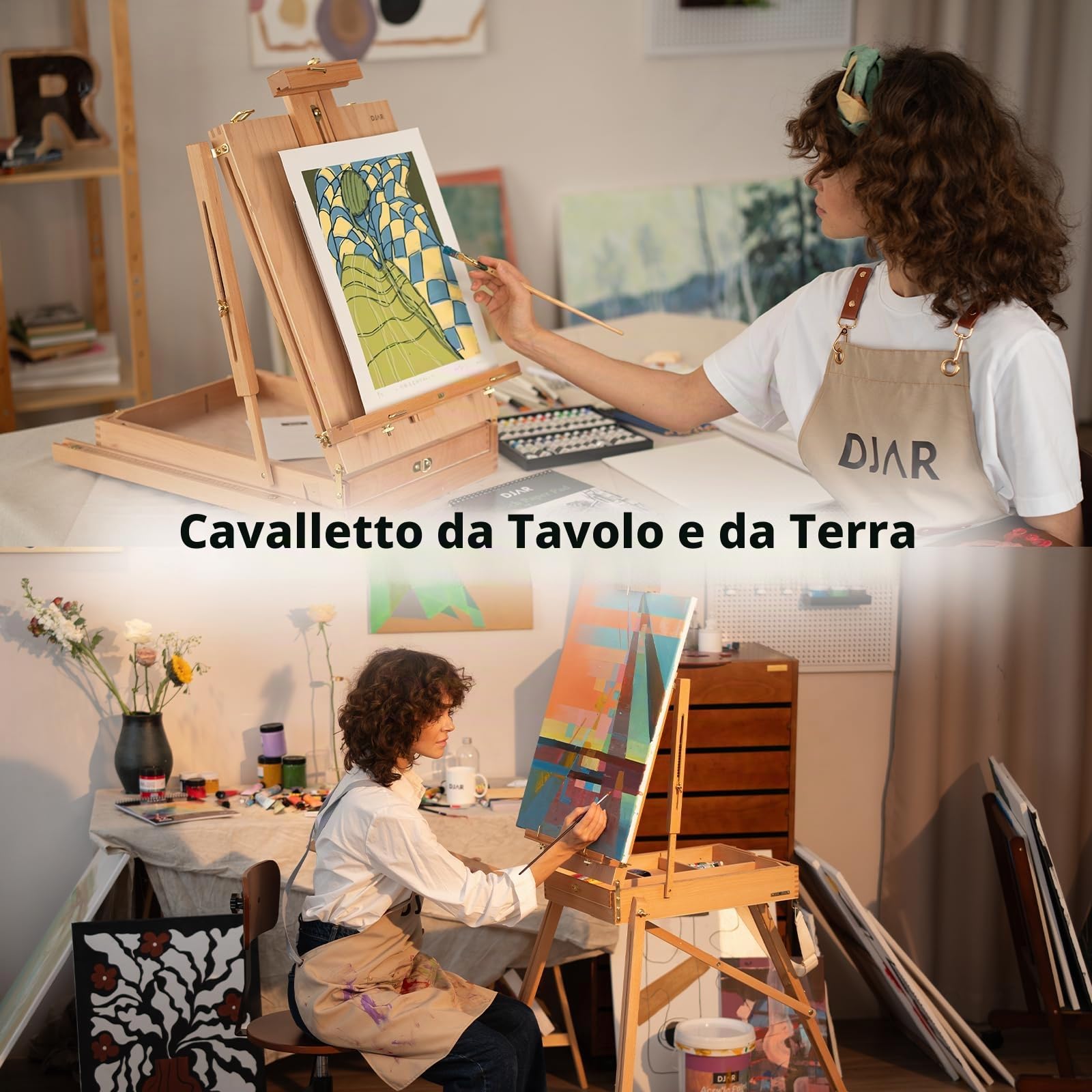 DJAR Set di Pittura 169 pz con Cavalletto Francese, Kit Artistico Completo per Principianti e Professionisti, Colori Acrilici, Acquerelli e Olio