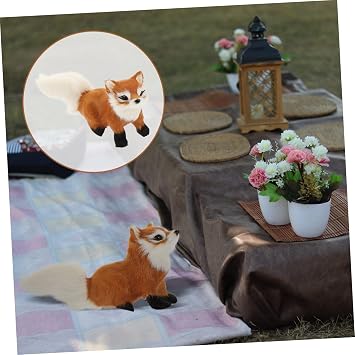 simulation fox toy, animal sculpture, realistic plush fox, fox action figure toy, realistic fox toy, plush mini fox model, cute