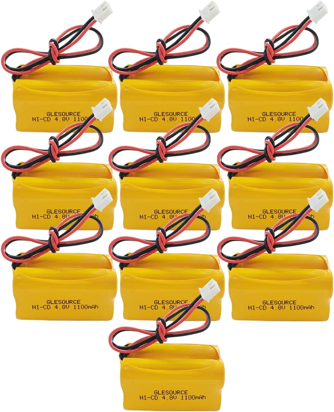 XUNTU 4.8V 1100mAh Ni-Cd Battery Pack Compatible for MAG93NC487 Lithonia ELB B006 Lithonia ELBB006 ELBCS06 ELB-CS06 Emergency/Exit Light Sign (10 Pack)