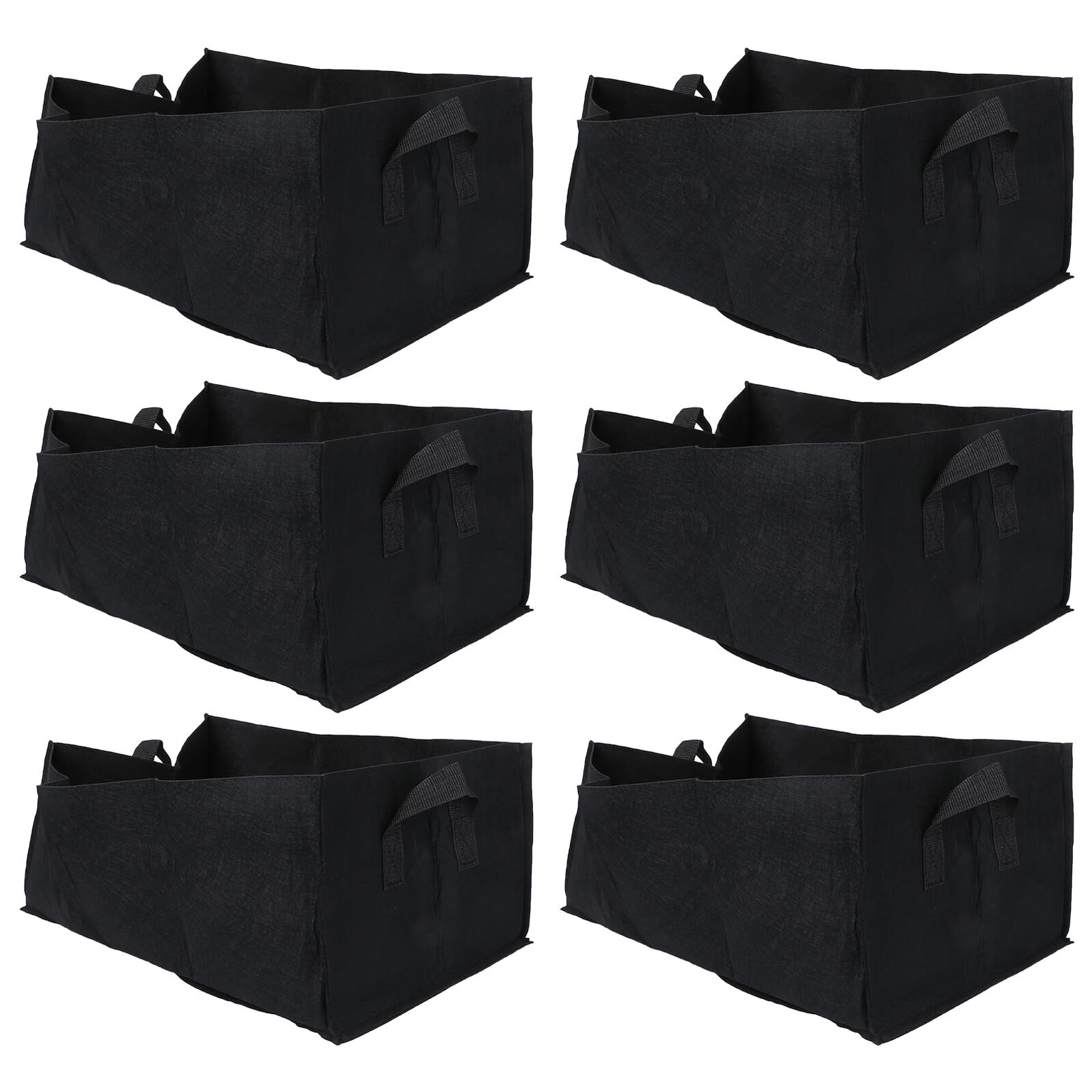 Yardenfun 6 Pièces Sacs de Culture Carrés Non-tissé Noir Moyen Sacs de Plantation Réutilisables pour Légumes Jardin Pommes de Terre Aération des Racines