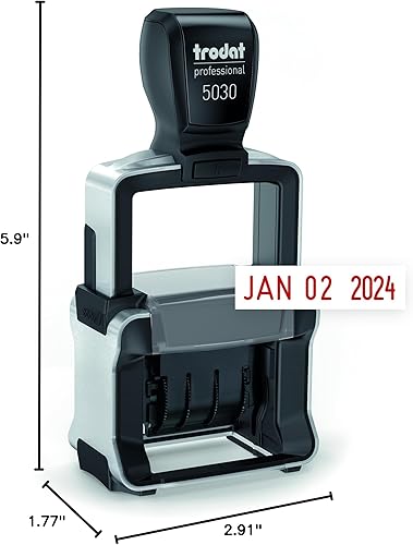 Miniatura 6 de Trodat 5030 Professional 4.0 - Sello de solo fecha, autoentintado, tamaño de impresión 1-58 pulgadas x 38 pulgadas (rojo)