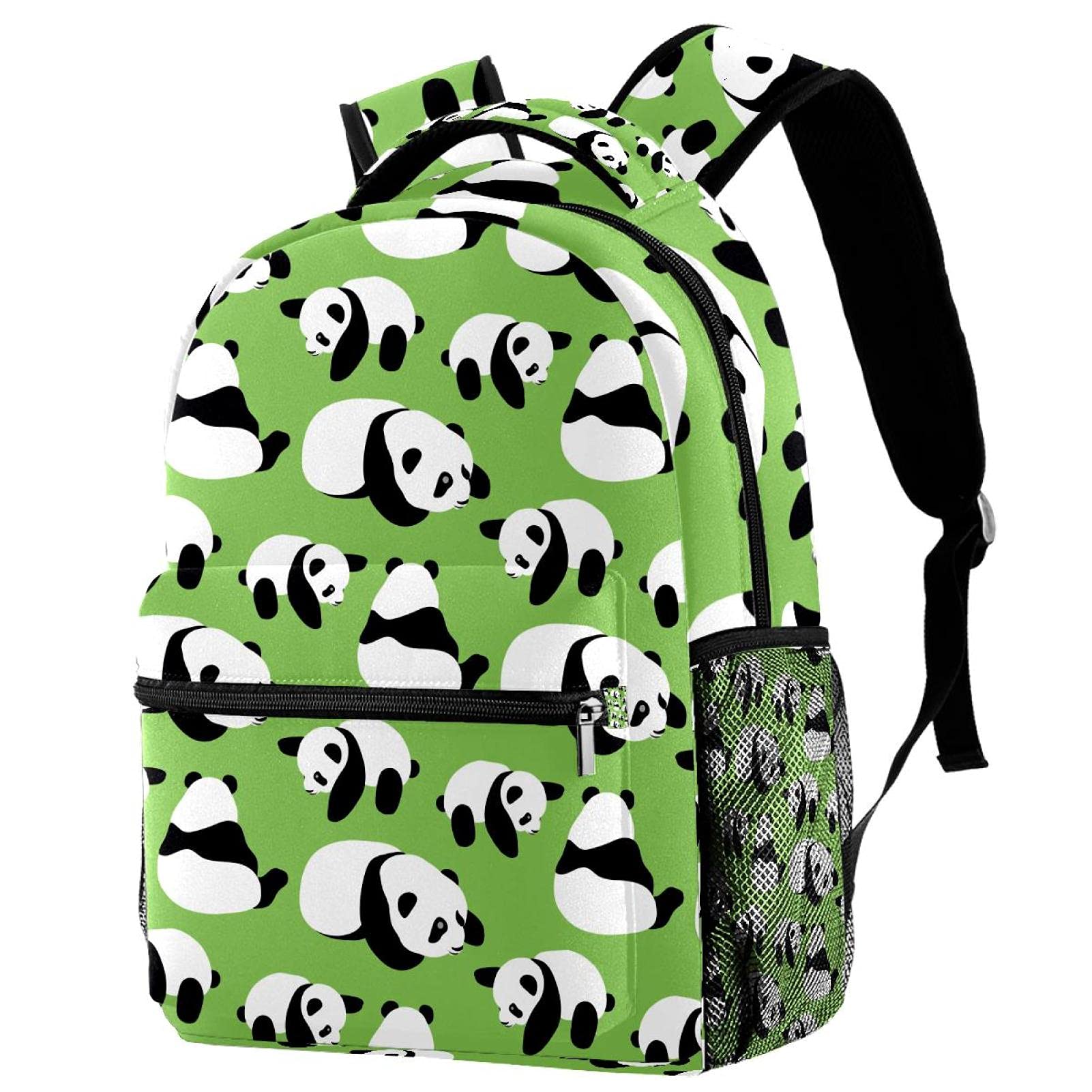 Sac à dos mignon pandas vert grand volume avec compartiment PC - 7