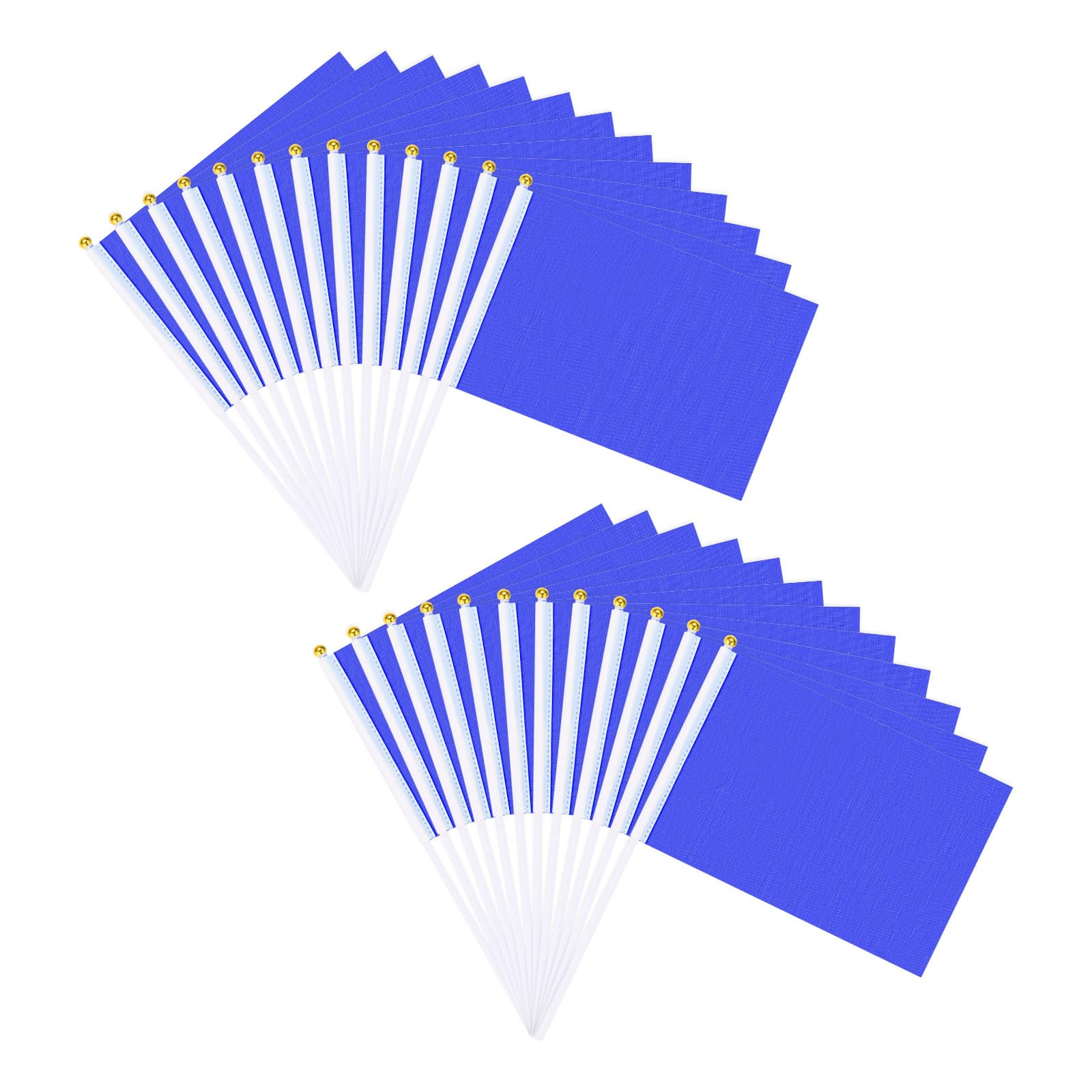 M METERXITY 25-Pack Solid Blank Hand Held Flags 5x8in Polyester Blue
