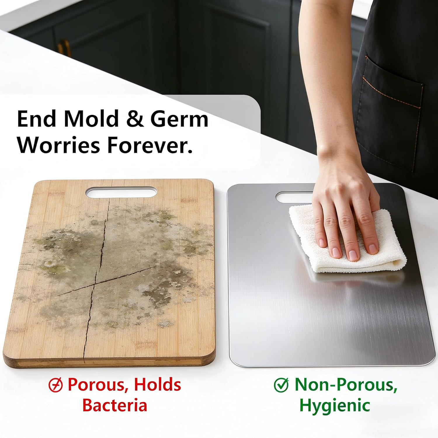 Dorm Room Kitchen Essentials 3-Piece Stainless Steel Cutting Boards, Space Saving & Easy Clean for Small Apartments