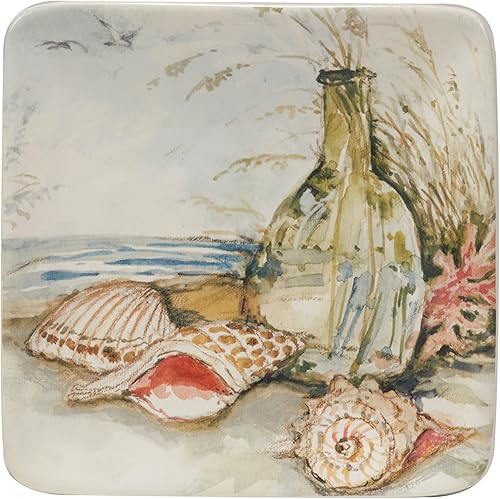 Miniatura 5 de Certified International Coastal Landscape - Platos para canapéalmuerzoaperitivo de 6 pulgadas, diseños surtidos, multicolor, mediano, juego de 4