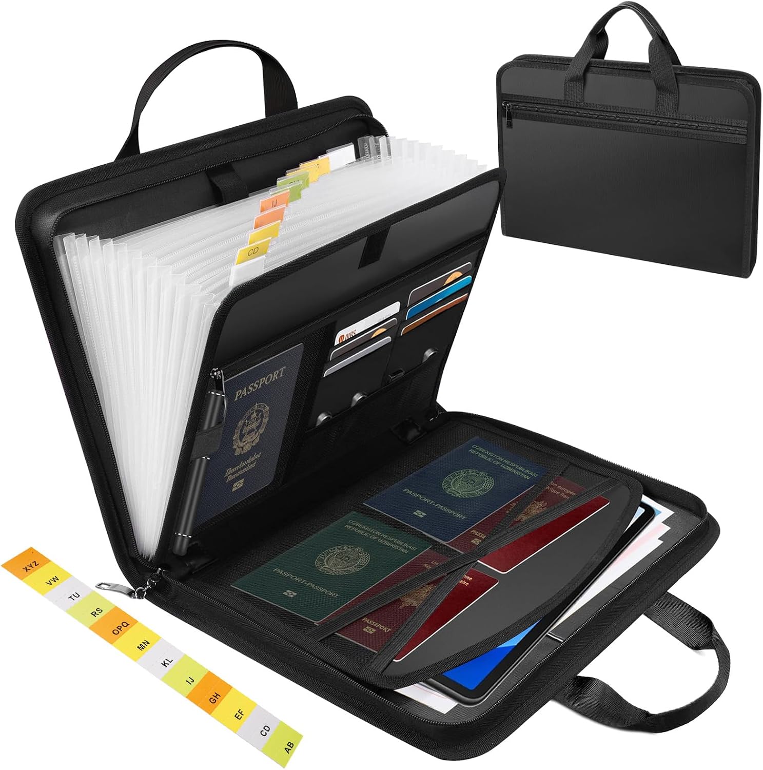 Fireproof Document Organiser, AUNHOKE Important Document Organiser, 13 Pockets Expanding File Folder A4 with Zipper and Handles for Document Rreceipt Passport Certificate