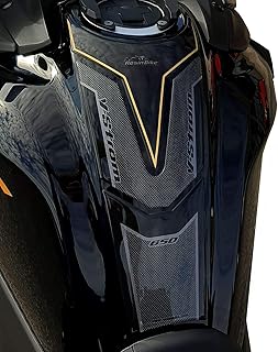Motorcycle 3D Stickers Compatible with Suzuki V-Strom 650 XT ABS 2020 2021. Tank Protector Protection from Bumps and Scratches. Resin Stickers - Black and Gold - Made in Italy