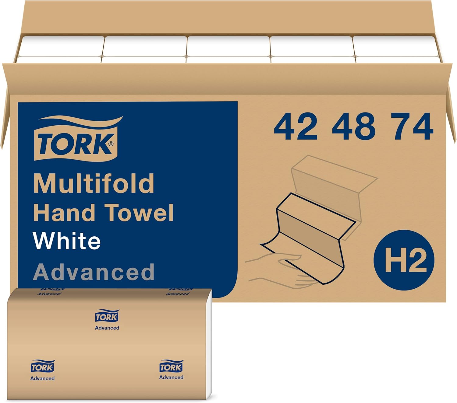 Tork Multifold Hand Towel White H2, Advanced, 12 x 250 towels, 424874