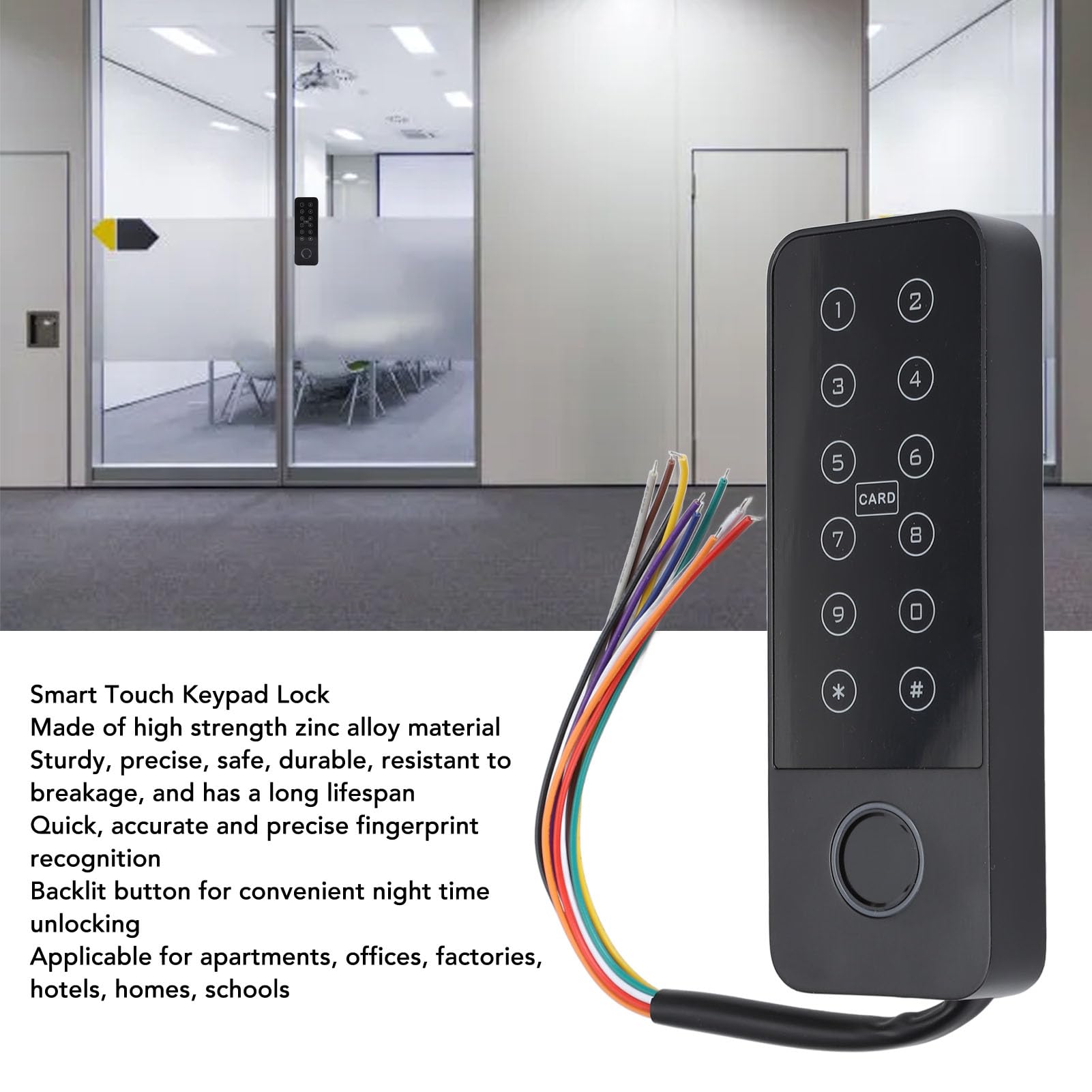 Cerradura de Teclado Táctil Inteligente, Cerradura de Puerta de Entrada sin Llave de Aleación de Zinc de Alta Resistencia con Botón Retroiluminado para Apartamentos, Oficinas,