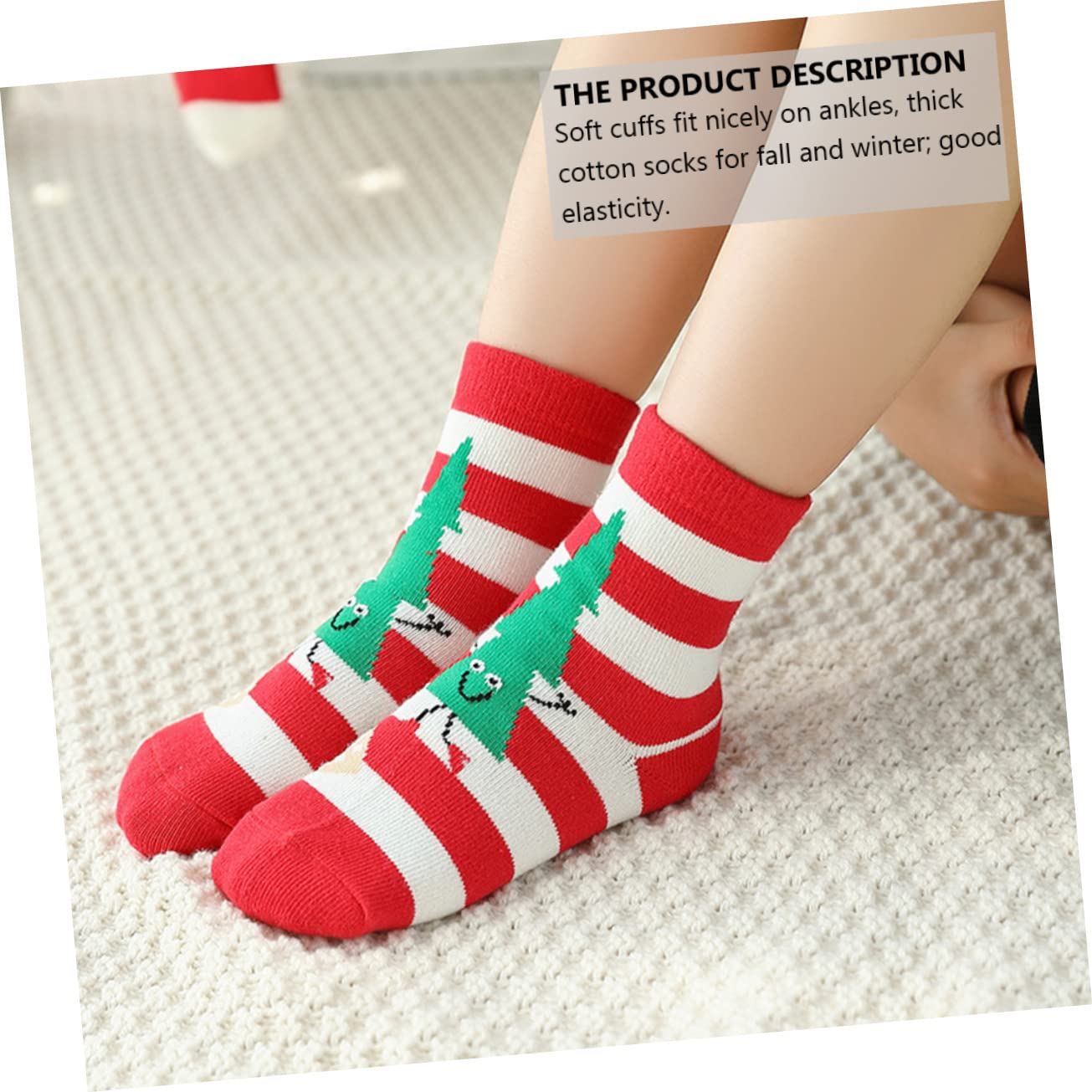 Healvian 5pares Medias de Navidad Cálidas de Algodón Calcetines de Dibujos Animados para Calcetines Navideños para Regalar Otoño Invierno