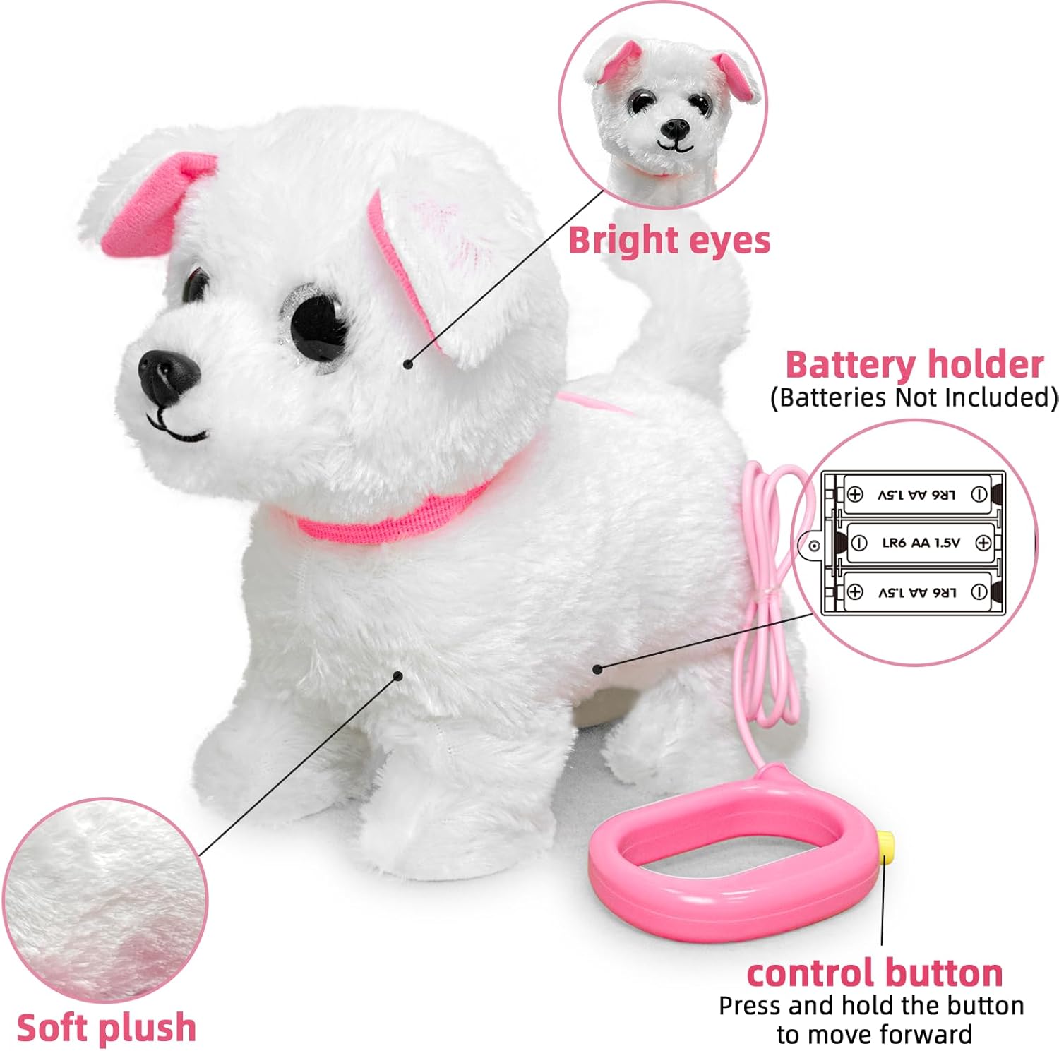 YH YUHUNG 2Pcs Walking Dog on Leash, Dalmatian Dog Toys for Kids