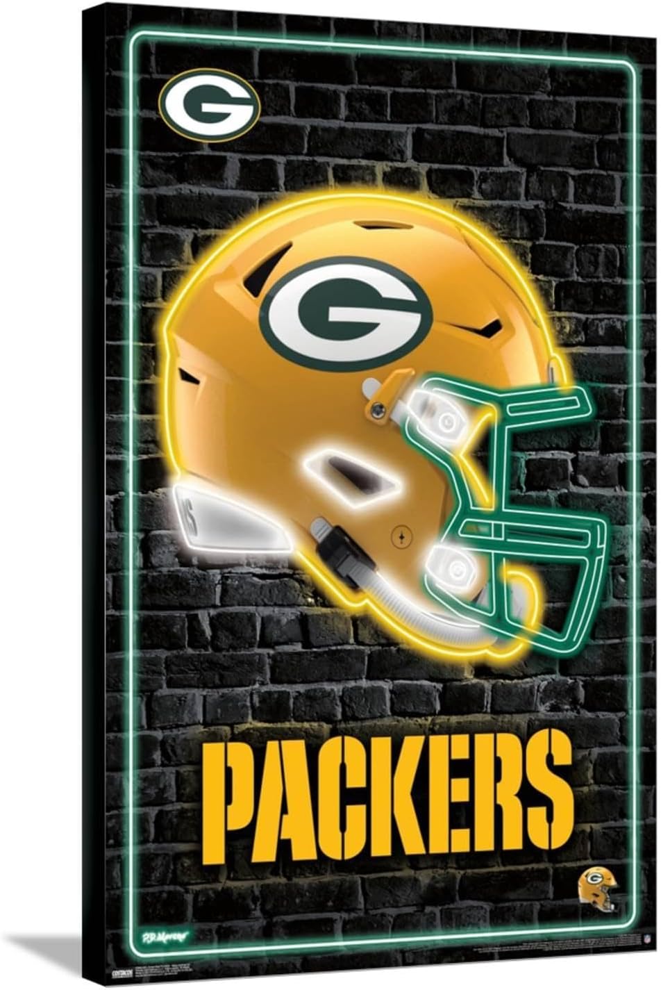 Trends International NFL Green Bay Packers - Neon Helmet 23 Wall Poster, 14.72" x 22.37", Stretched Canvas