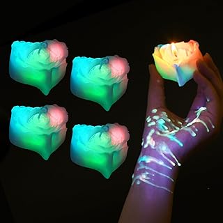 4PCS Low Temperature Candle, Low Heat Body Safe Candles Wax Play, Romantic Wax Play Candles, Flower Shaped Scented Candle for Couples (Heart Shape, Fluorescence)