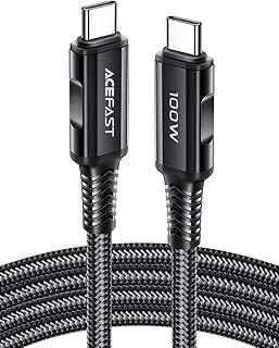 كابل بيانات شحن من خليط الألومنيوم C4-03 - USB-C إلى USB-C بقدرة 1000 وات من ايه سي اي فاست- لون أسود