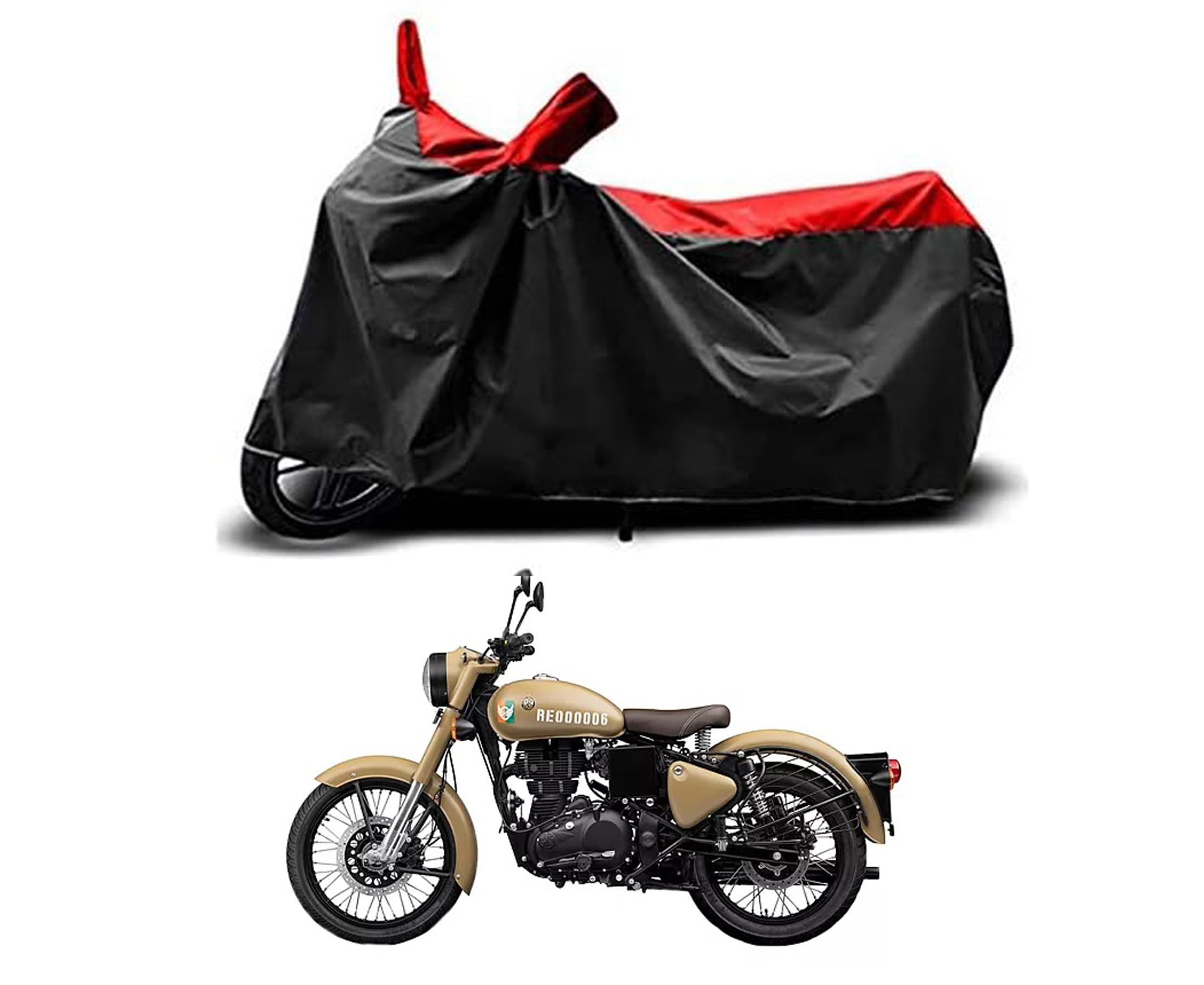 Willton™ - Special Bike Cover for Royal Enfield Classic 350 Signals Bike with Water- Resistant and Dust Proof Premium Polyester Fabric_Large Size (RED Stripe) (B08TQWF43B) Amazon Price History, Amazon Price Tracker