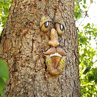 INNOLITES Tree Faces Decor Outdoor,Tree Face Outdoor Statues Old Man Tree Hugger Bark Ghost Face Decoration Funny Yard Art,Tree Decorations Outdoor for Halloween Easter Garden Creative Props. (A)