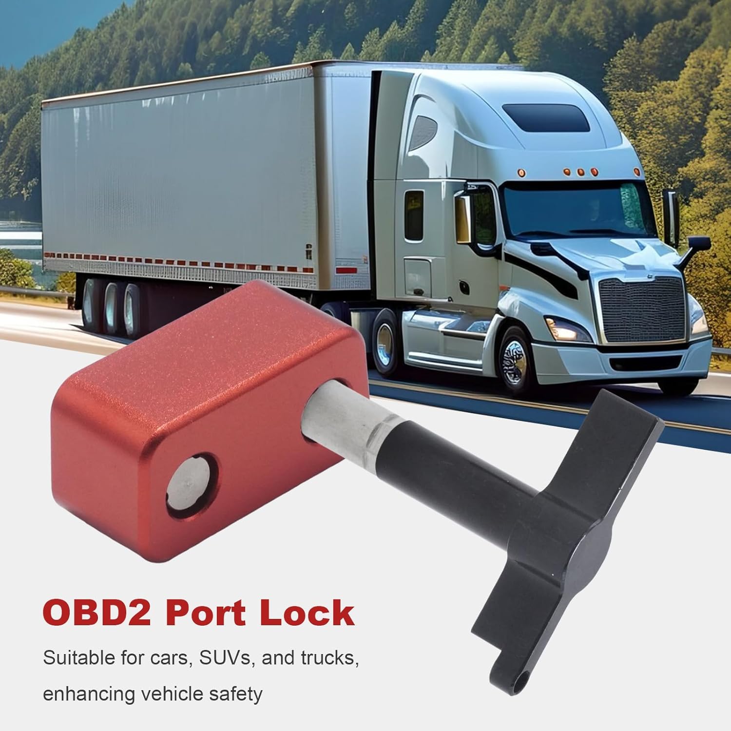Red Anti-Theft OBD2 Port Lock, OBD Port Protector, Vandal-Resistant Aluminium Alloy Design, Suitable for Cars, SUVs and Trucks, Enhancing Vehicle Security