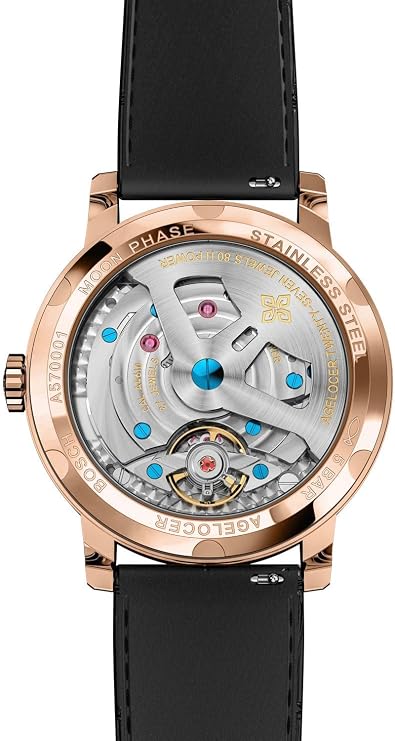 Agelocer Men's Watch Top Brand Blue Moon Phase Automatic Mechanical World time Masculine Calendar Watches (6404D2 New)