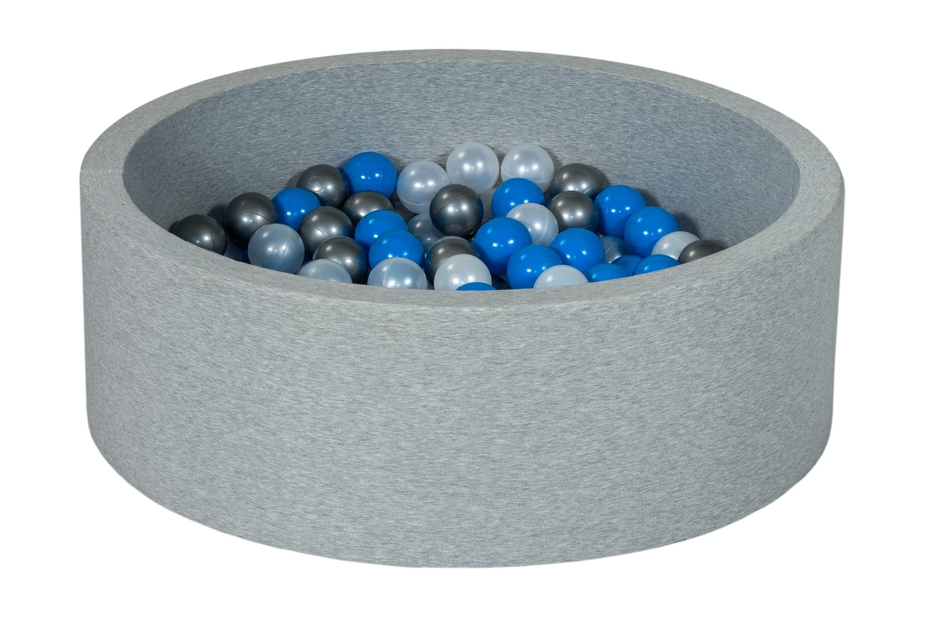 Velinda Soft Jersey Baby Kids Children Ball Pit with 150 balls, Gift (Balls colours: pearl, blue, silver)