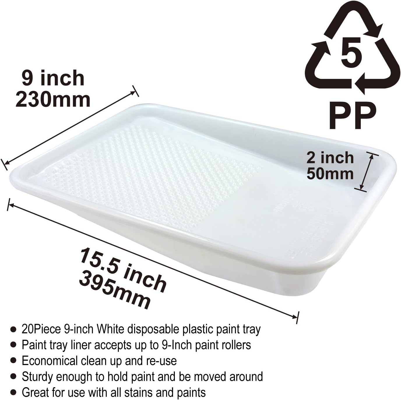 1 pcs 9 inch Deck Stain Brush &1 Piece 9 inch Metal Paint Tray with 10 Tray Liners