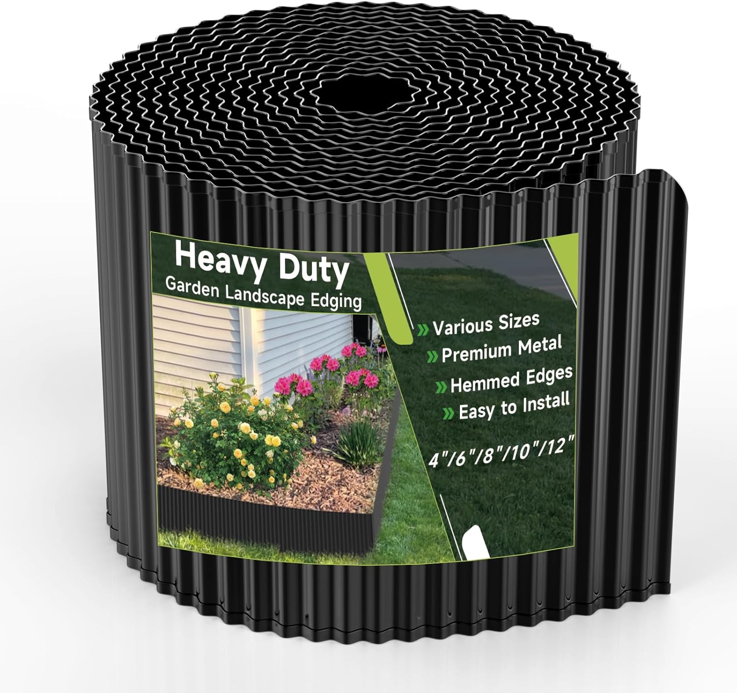 Bordure De Jardin Gazon En Acier Galvanisé, 100X18Cm Flexible Bordure De Gazon Bord De Tonte