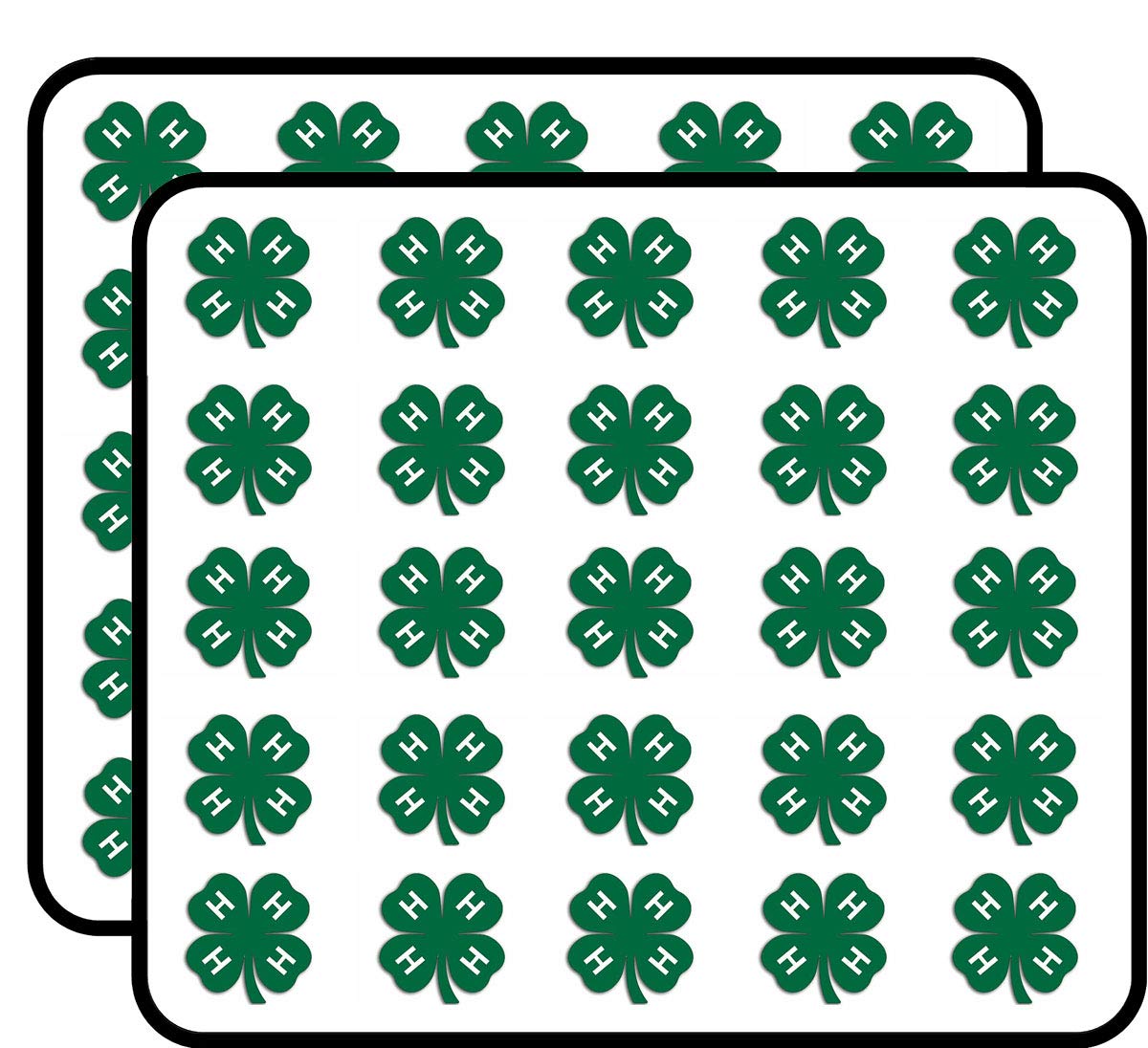 H Green Clover Shaped Logo - Emblem Insignia ag Agriculture Four h Sticker for Scrapbooking, Calendars, Arts, Kids DIY Crafts, Album, Bullet Journals 50 Pack