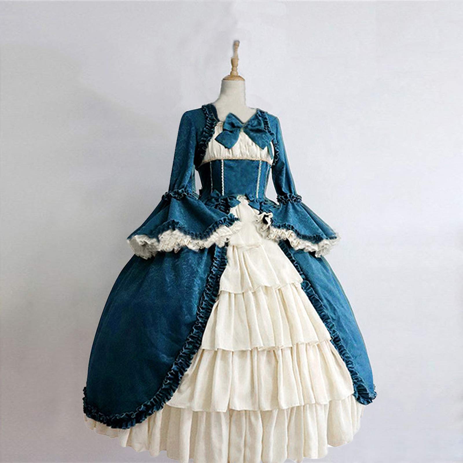 Gothic Mittelalter Kleid Damen - Viktorianisches Dirndl Mit Trompetenärmeln