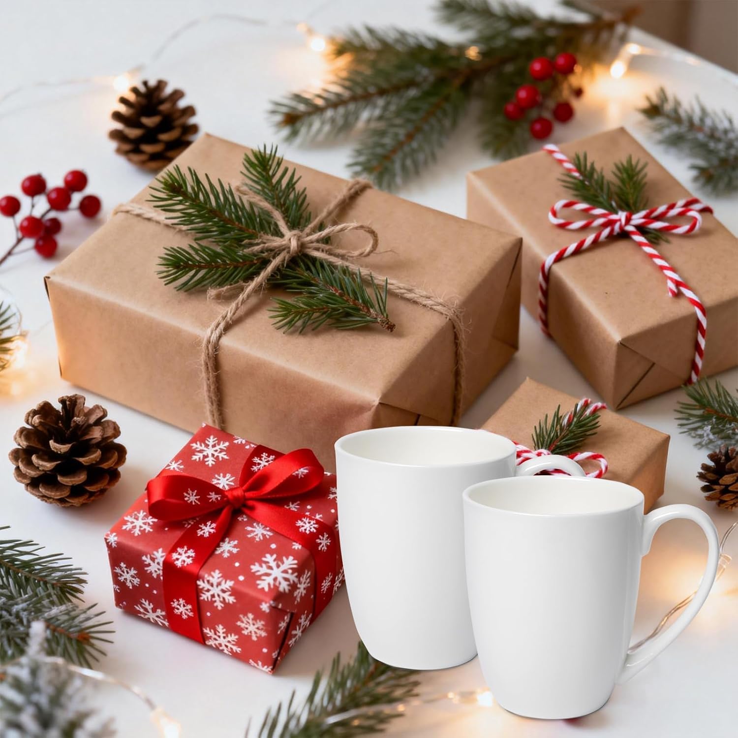 Plain White Fine Bone China Blank Coffee Mugs Set of 4, 11 Oz Tea Cups with Large Handle, Lightweight Ceramic Coffee Mugs, Aesthetic Coffee Cups - Image 7