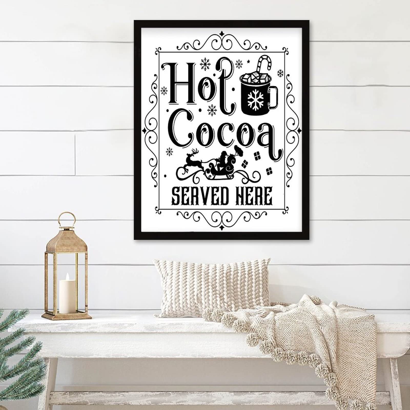 Panneau de table noir Hot Cocoa encadré pour créer un coin café chaleureux à la maison