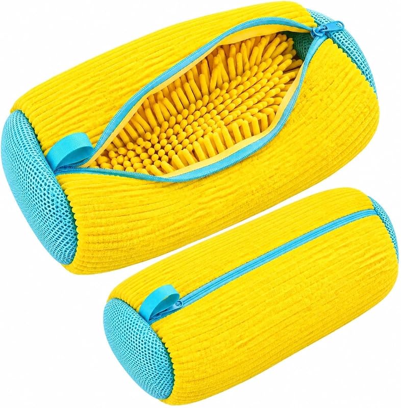 Saco Para Lavar Tênis Na Máquina Com Zíper 36x20 - Protetor Acolchoado Reforçado E Reutilizável Para Lavagem De Tênis, Sapatos E Calçados – Linha Premium (Cores: Amarelo, Azul ou Cinza)