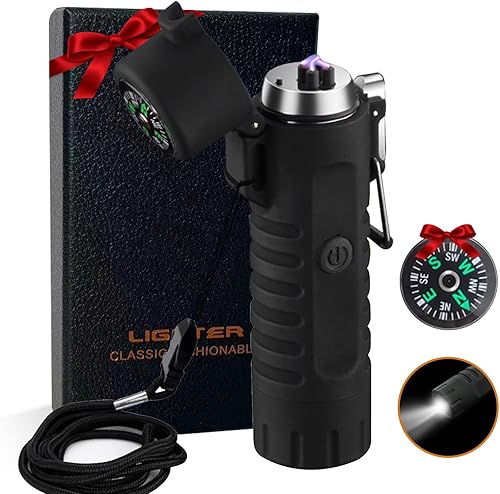 Encendedor impermeable de plasma para exteriores, encendedor eléctrico de doble arco, recargable por USB, sin llama, a prueba de viento, disponible en Yaxa El Salvador