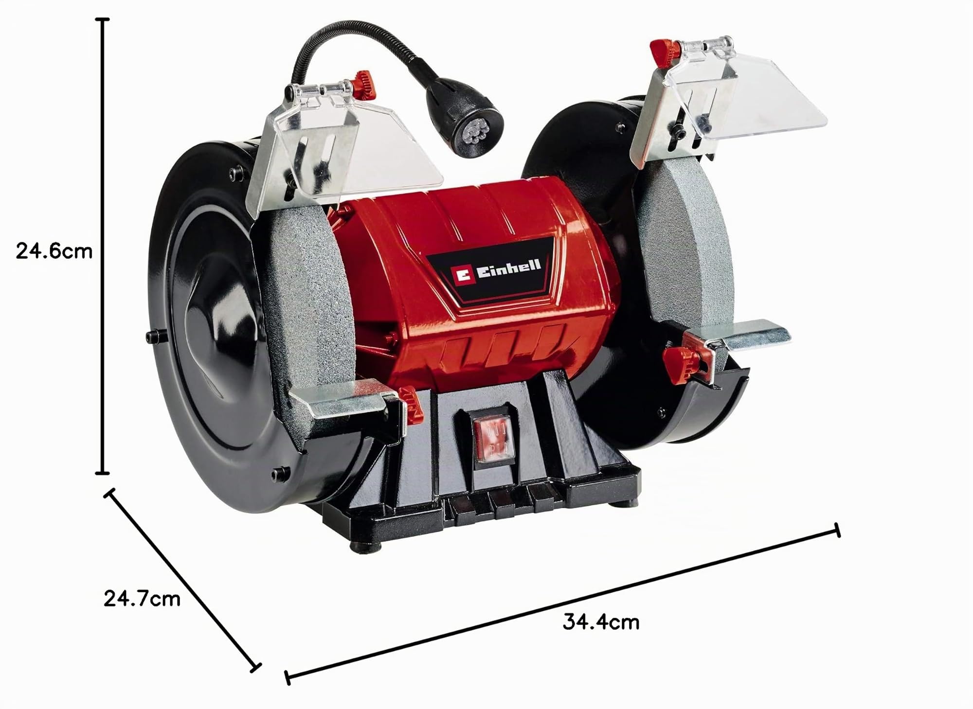 Einhell Esmeriladora doble TC-BG 200 L (máx. 400 W, muela abrasiva de Ø200xø32x25 mm, flexible ligera, soportes de trabajo grandes + ajustables, incl. muela abrasiva gruesa/fina K36/K60)