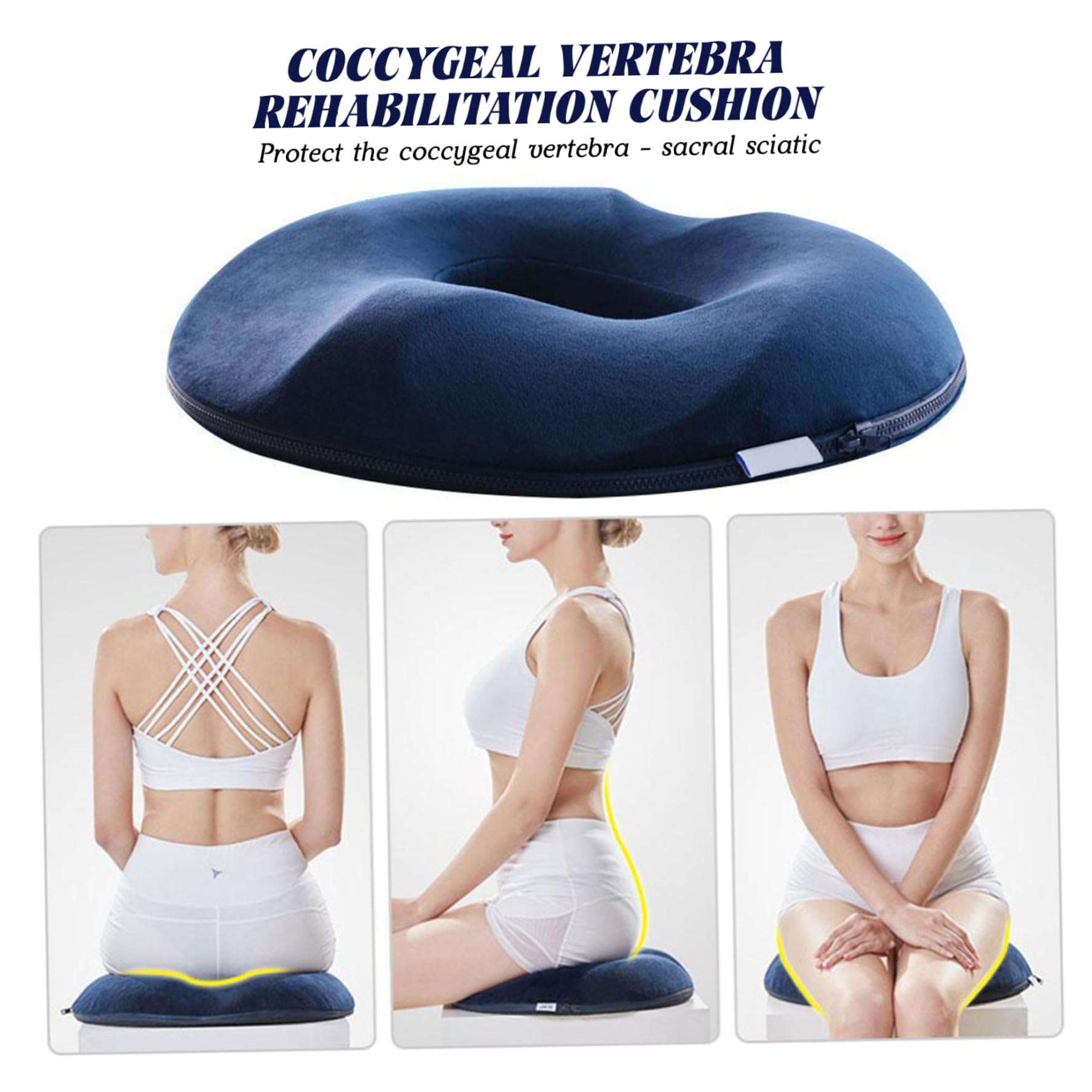 Cuscino a ciambella Cuscino per emorroidi in memory foam 18x16 pollici con rivestimento in velluto Chiusura con cerniera per sollievo dal dolore per casa, ufficio, emorroidi