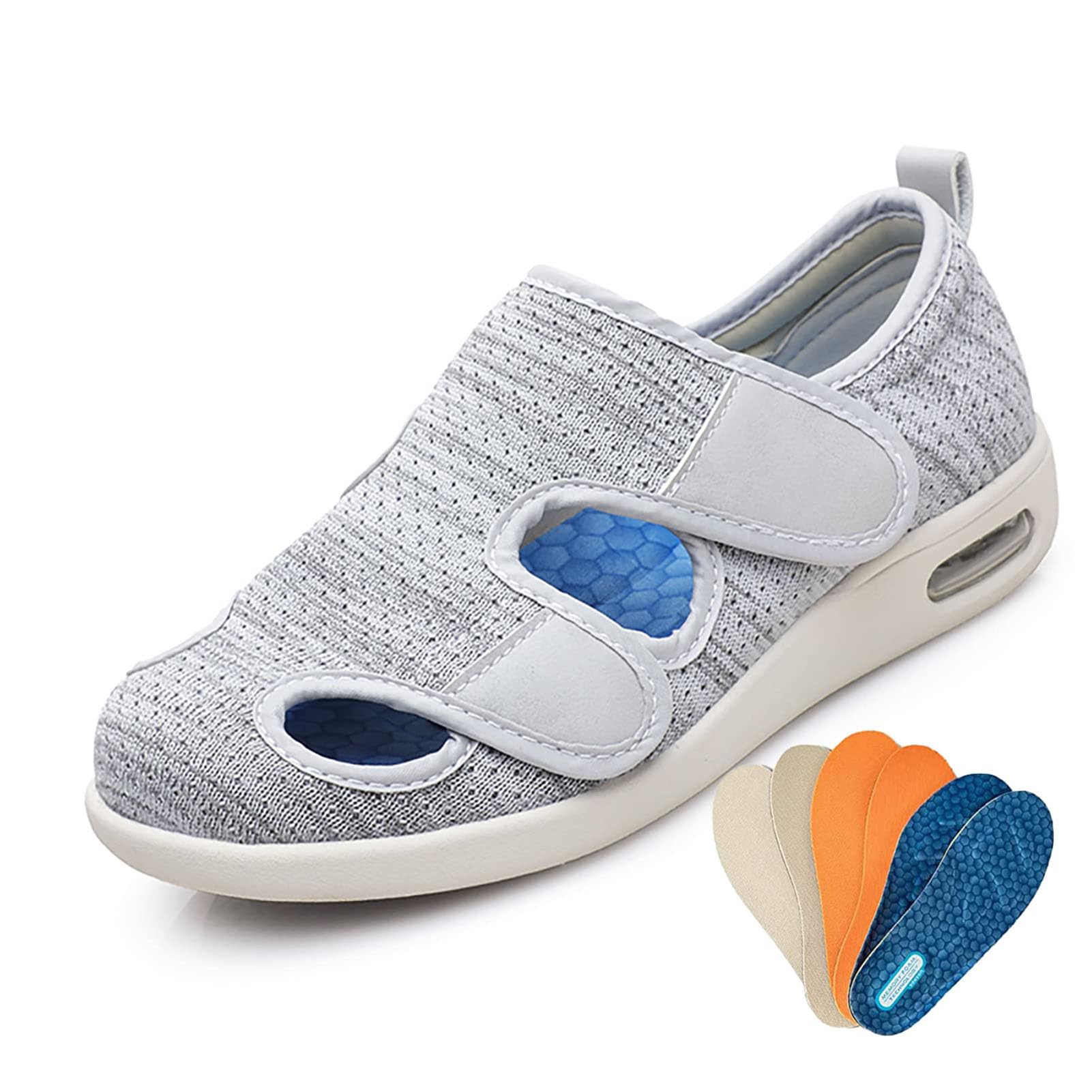 Zapatos para Diabéticos, Zapatos para Caminar Ajustables, Zapatos de Ancho Extra Ancho para Personas Mayores, Ligeros y Transpirables, Pies Hinchados