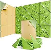 Vista 22 de Paquete de 12 paneles acústicos con autoadhesivos, paneles de espuma a prueba de sonido de 12 x 12 x 0.4 pulgadas, paneles de sonido de alta