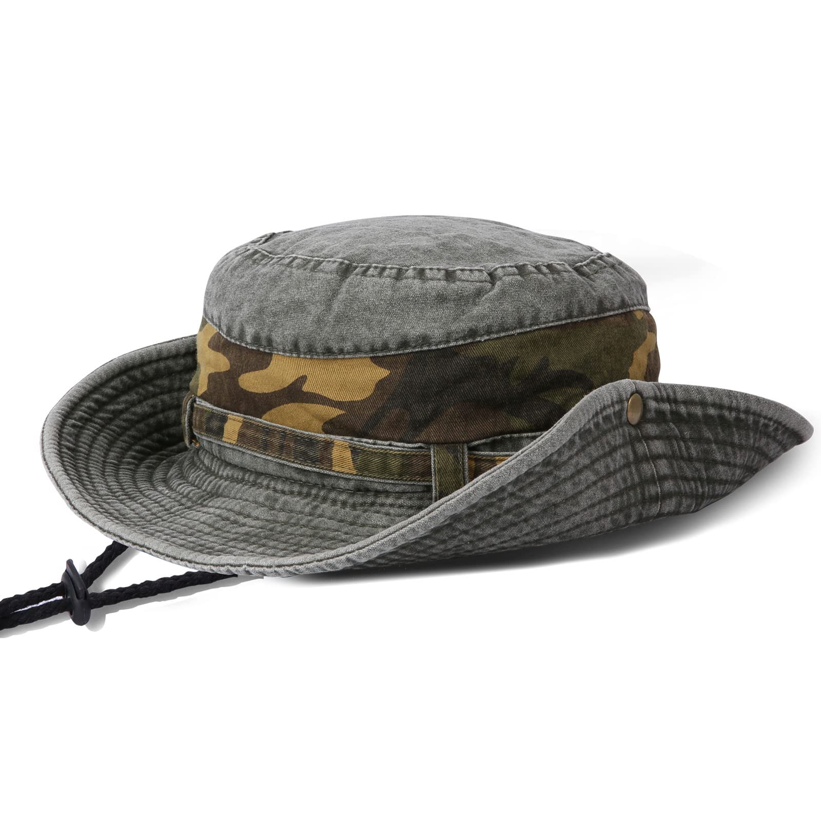 Chapeau Randonnée Coton Chapeau Safari Pliable Homme - Anti-UV Large Bord - Outdoor Randonnée Pêche Babouche Homme