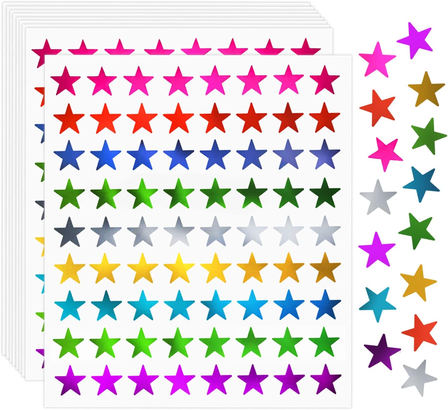 Star Metallic Stickers, 2520 PCS, 0.6" Foil Stars for Kids Reward & Behavior Chart, School & Classroom Supplies, DIY