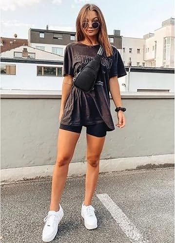 Miniatura 8 de CLUCI Riñonera pequeña para mujer, cangurera de cuero vegano para mujer, bolsa de pecho con correa de guitarra