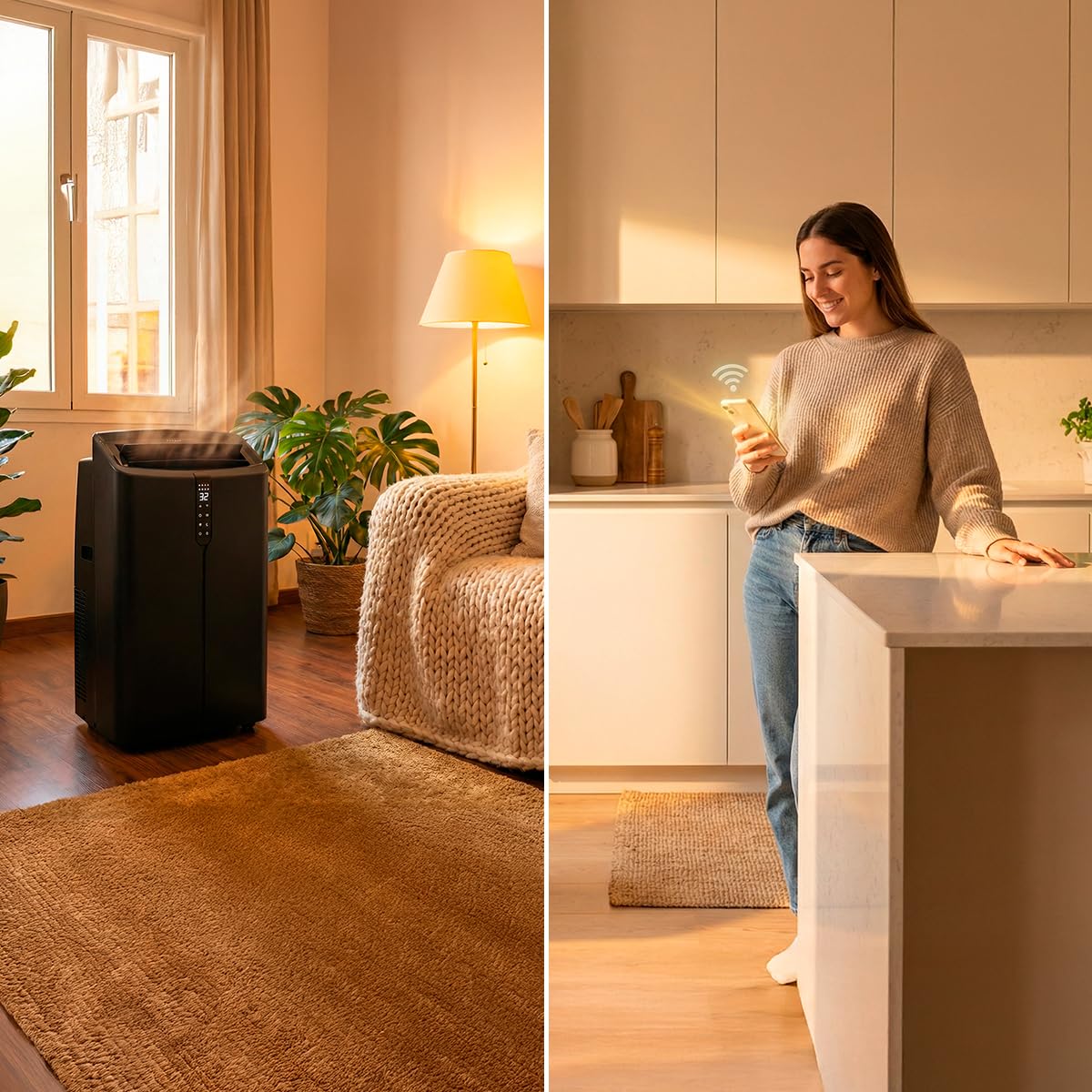 Cecotec Condizionatore Portatile Pompa di Calore Wifi ForceClima 12600 Nux Heating Connected. 12000BTU, Telecomando, Display Touch, 5 Modalità, 3 Velocità, Timer, 28-30m², Benessere Totale