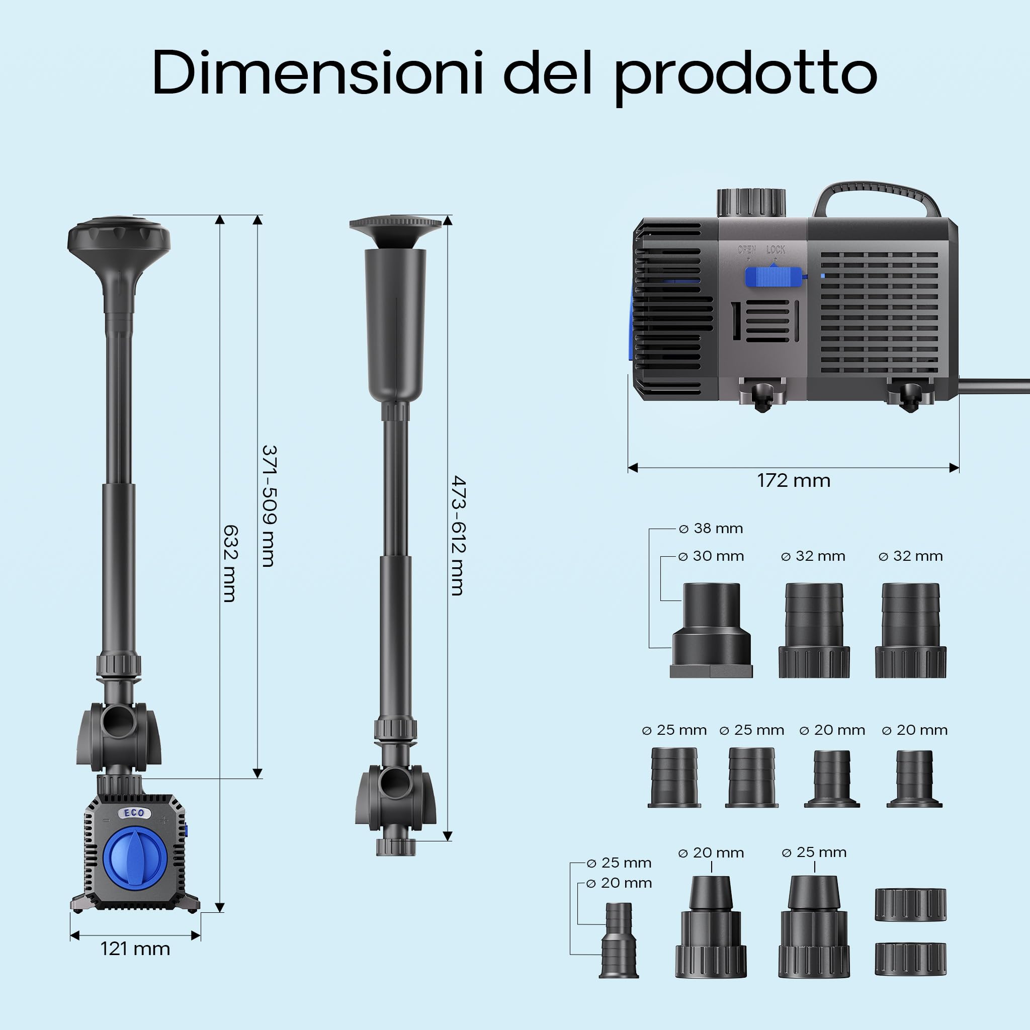 SunSun CTP-2803 SuperECO Pompa fontana 3000l/h 10W Laghetto Stagno
