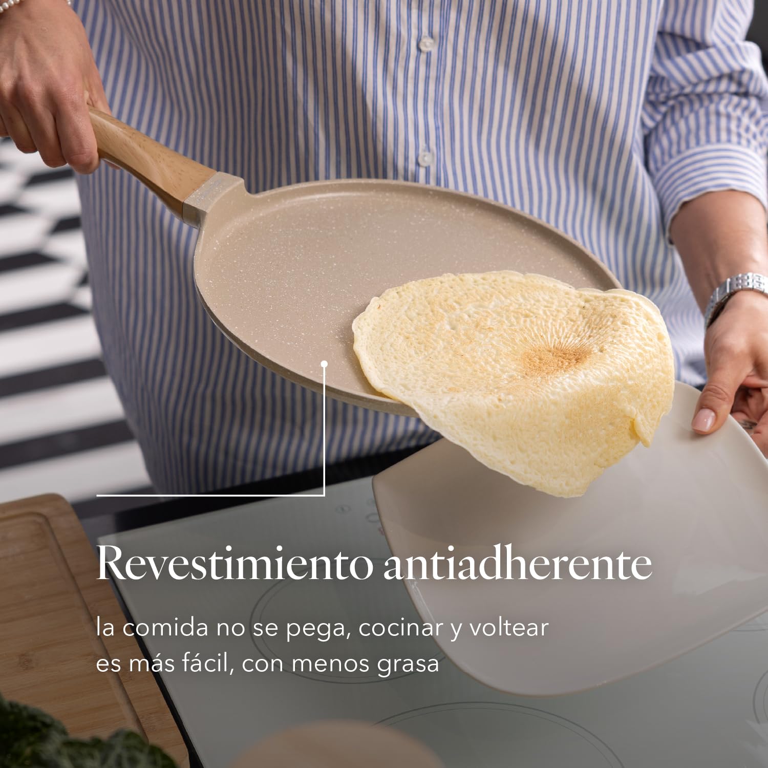 FLORINA Sartén de Crepes - Aluminio OSLO (28 cm) I Recubrimiento Antiadherente Cerámico I Resistente al Calor | Sartén para Crepes Adecuada para Cocinas de Inducción, Gas y Eléctricas